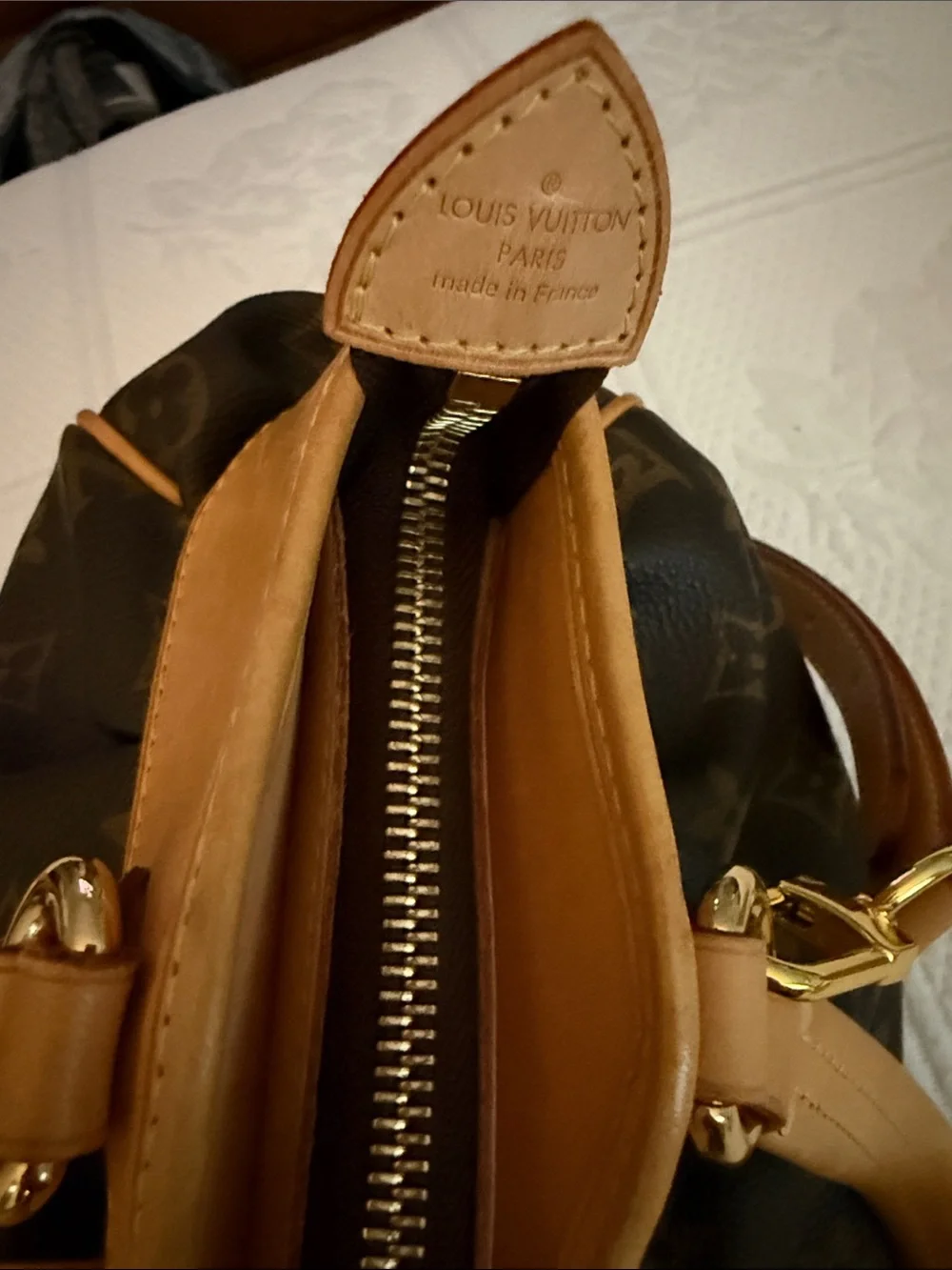 Louis Vuitton Monogram Canvas Brown & Tan Shoulder Satchel comes with COA